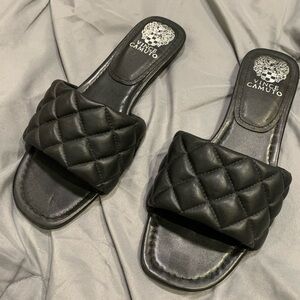 Vince Camuto Black Quilted Sandals with Modern Design